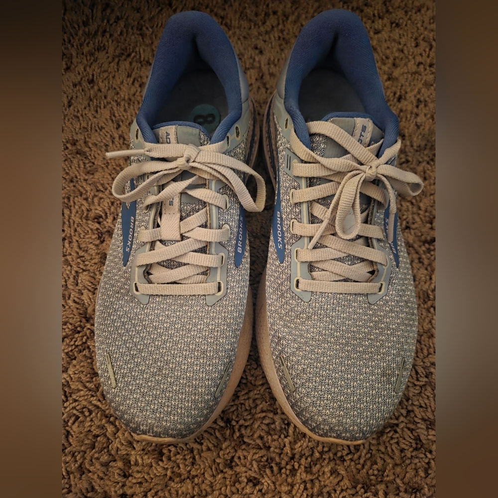 Size 8- Brooks Adrenaline GTS 22 Purple Dutch Blue Running Shoes EUC